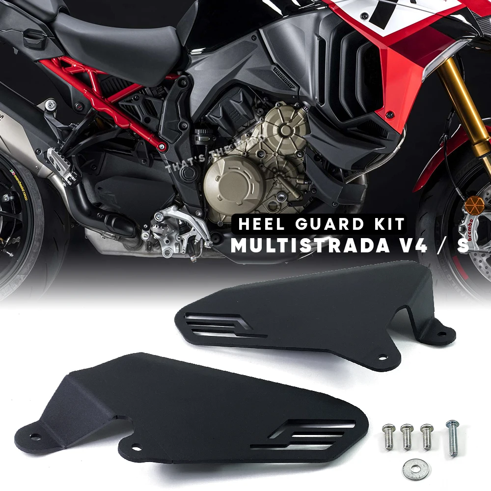 

Motorcycle Heel Guard Rearset Plate Foot Peg Protector overlay Matt Black FOR Ducati Multistrada V4 V4S 1100 2021 - 2022