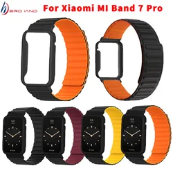 Strap for Xiaomi Mi Band 7 Pro Double Sided Magnetic Soft Silicone Belt Metal Case Wristband Xiaomi Miband 7pro Watch Bracelet