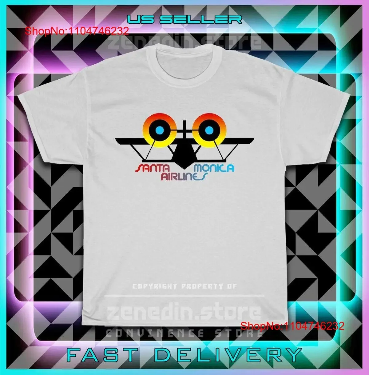 New Hot Santa Monica Airline Logo Men's T Shirt American Men vintage Washed designer clothes streetwear homme fashion Stretched