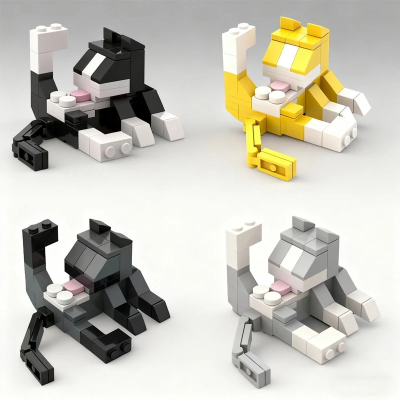 مكعبات بناء سلسلة حيوانات القط من MOC City ألعاب تعليمية للأطفال، هدية إبداعية يمكنك صنعها بنفسك لعيد الميلاد #1