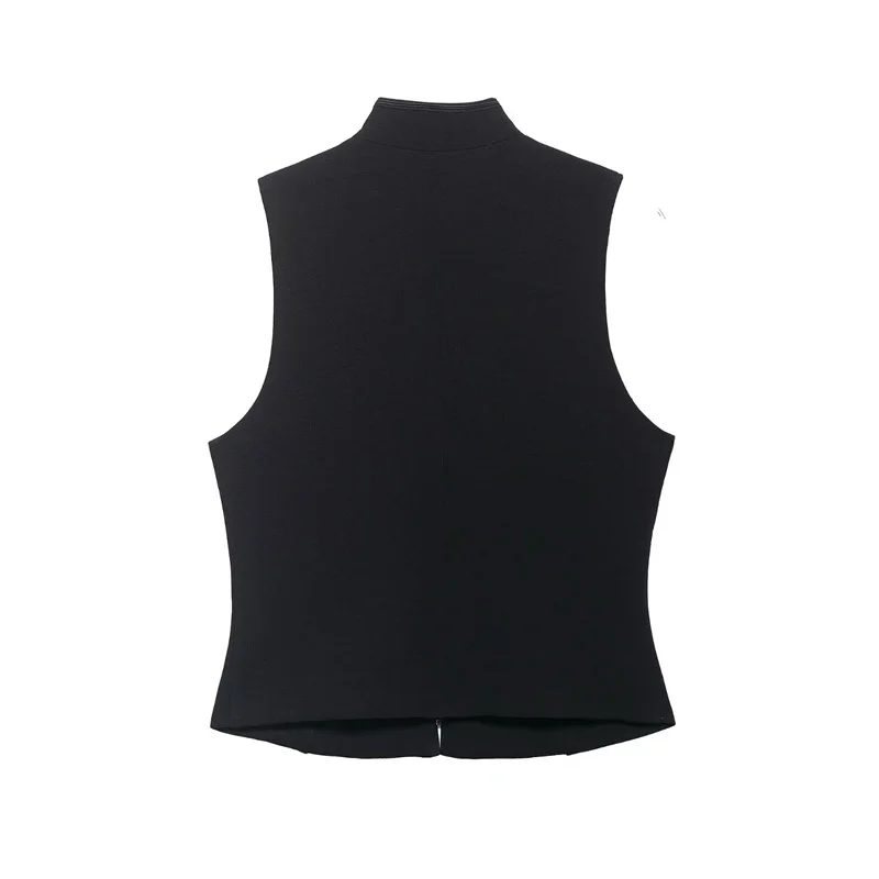 Women's Top 2026 Spring New Black Sleeveless Rope Knot Decorative Slim Fit Top Vest Unique Fashion Cool Trendy