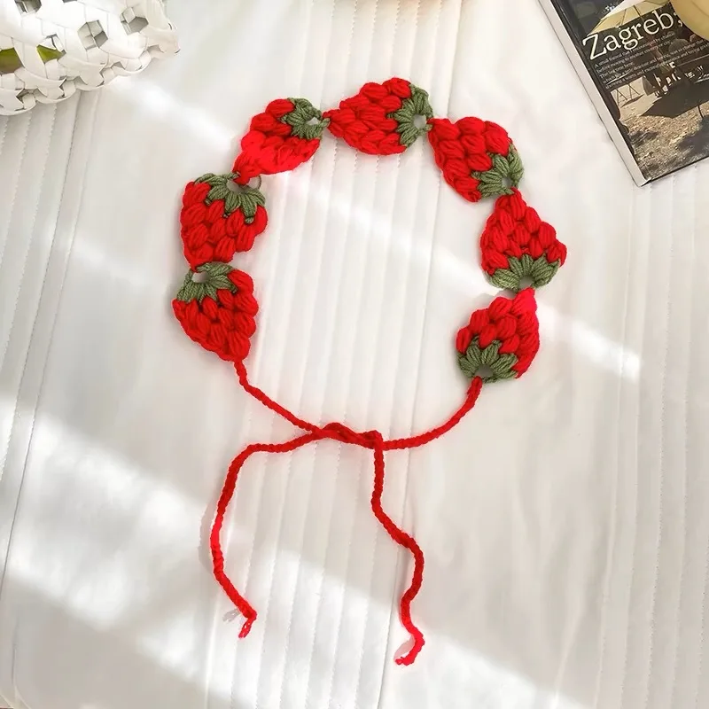 Original-Design Handgestricktes Farbblockiertes Erdbeer-Stirnband für Frauen, Personalisiertes Haarband Kopftuch Mütze Trendig – Detail 15
