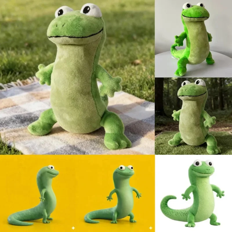 Animal Green Lizard Plush Toy Y2K Realistic Reptile Stuffed Doll Cute Transformation Green Lizard Beaver Style Plushie Gift New