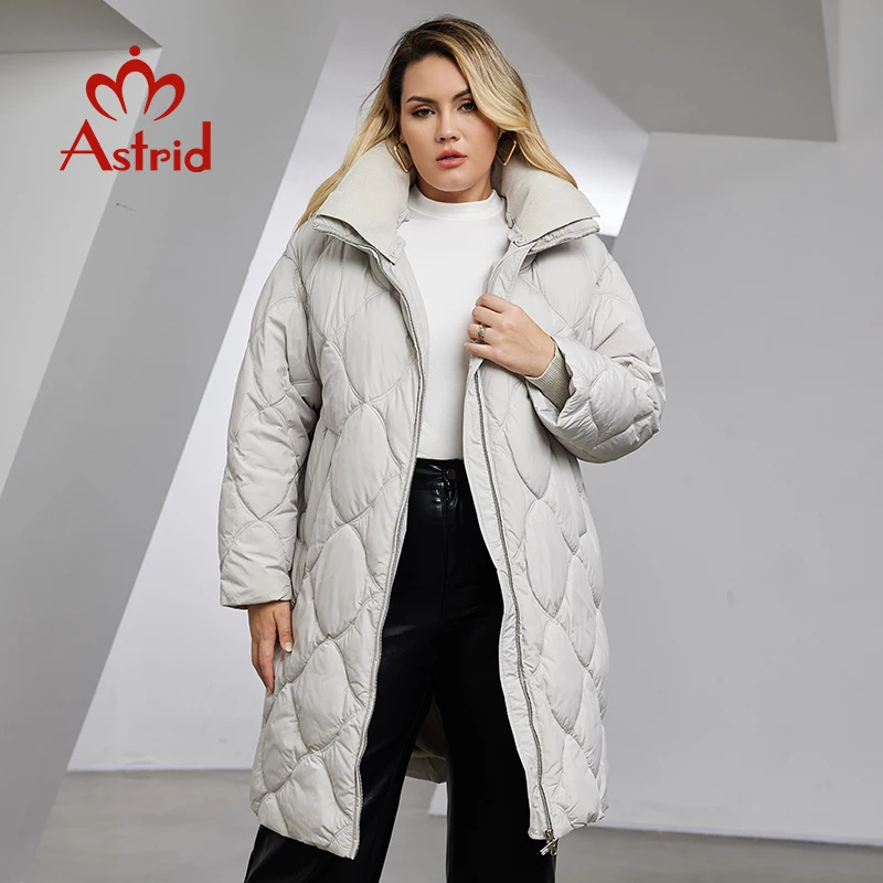 Astrid-Doudoune longue à capuche pour femme, manteau matelassé coupe-vent, parka chaude, grande taille, optique, hiver, 2023