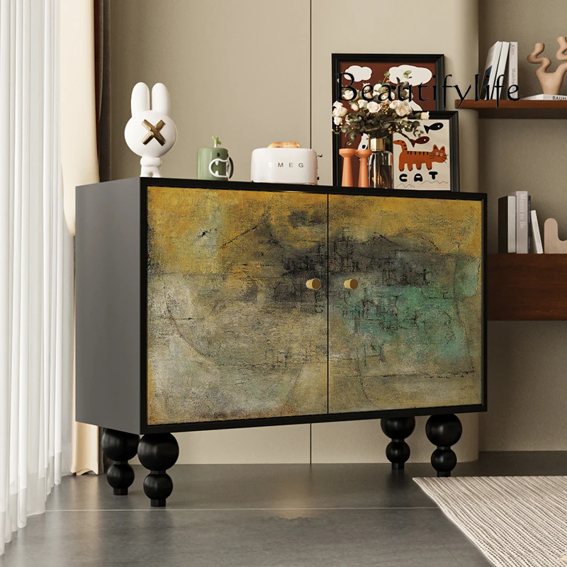 

French antique art abstract decoration solid wood locker decoration multi-functional high-end fashion