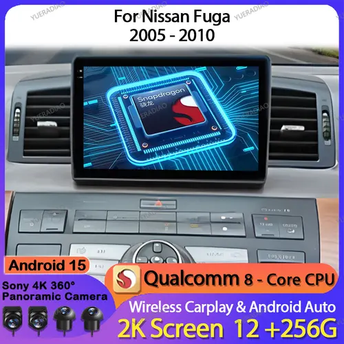 Android 15 ヘッドユニットインフィニティ M35 2003 - 2010 日産フーガ 2005 - 2010 カーラジオマルチメディアビデオプレーヤー CarPlay 自動 4 グラム WIFI