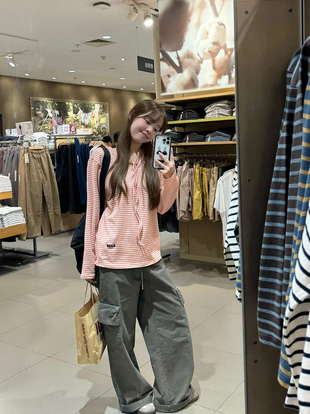 Korean Sweet Style Long Sleeve T-Shirt Women's 2026 New Autumn Front Back Two-Way Wear Casual Loose Top Breathable Sweat-Abso...