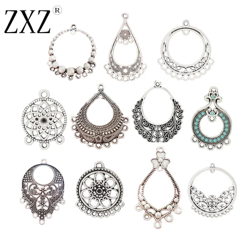 10pcs Antique Silver Dreamcatcher Chandelier Multi Strand Earring Connector Charms For DIY Jewelry Making Accessories