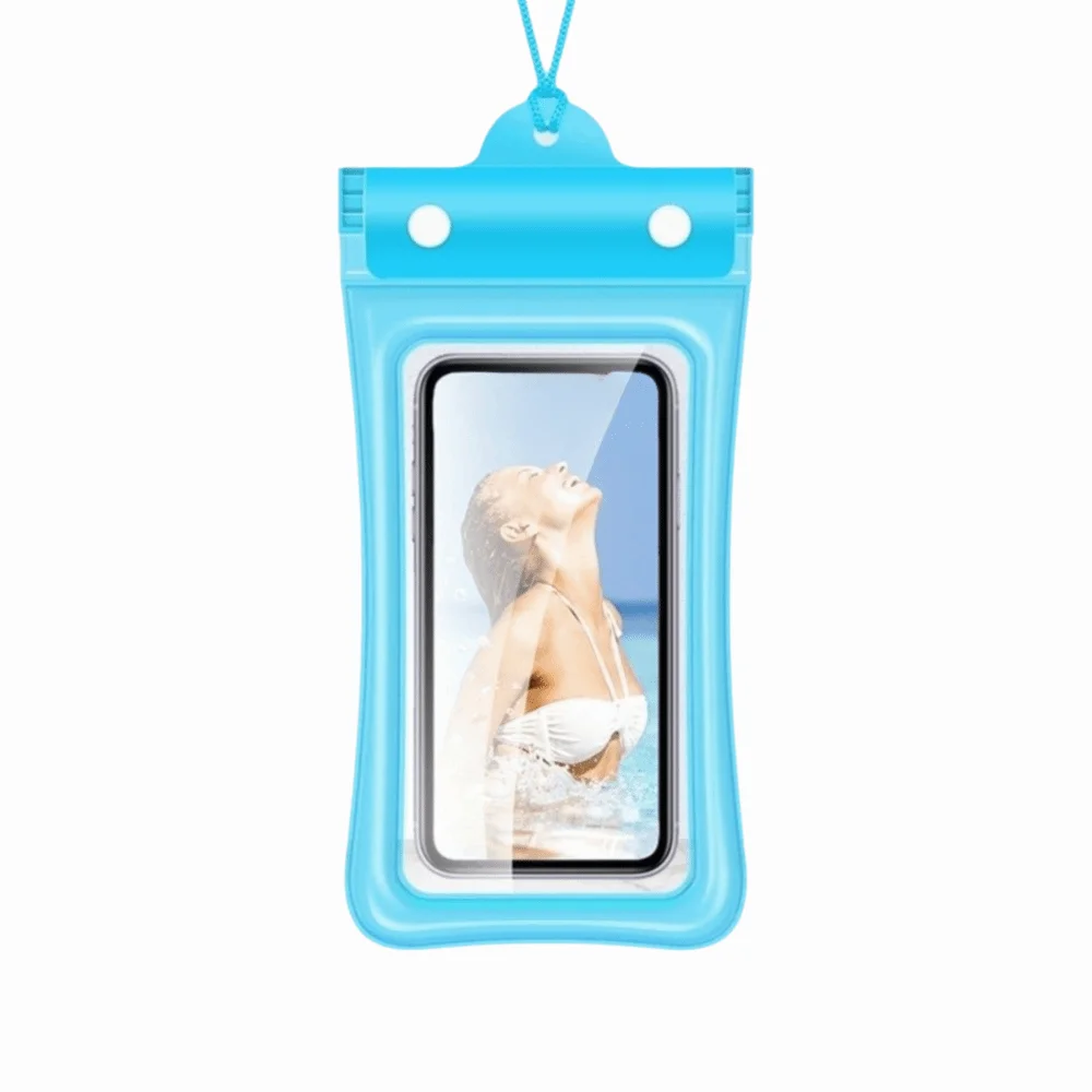 Pochette de téléphone flottante pour festival de jets d'eau, sac de natation transparent à vision complète, sac étanche pliable en trois parties et tactile
