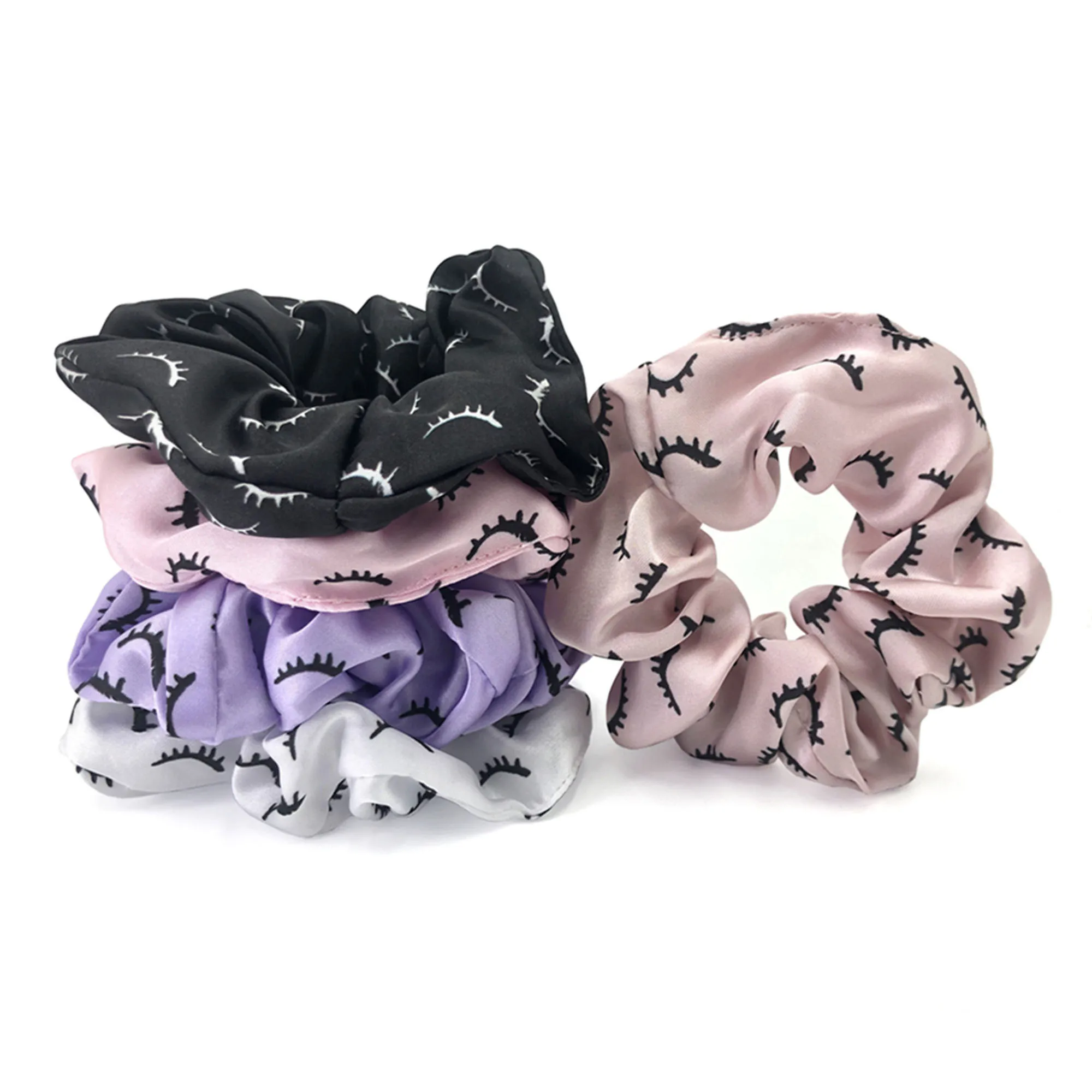 5pcs 14 Colors Eyelash Scrunchies Elastic Hair Band Korean Scrunchy Accessories for Women Girls Ponytail Holder Headwear