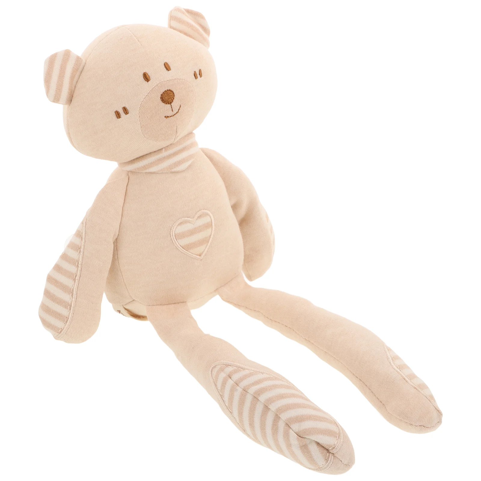 Mainan boneka hewan katun organik, untuk bayi, mainan kaki panjang beruang lembut pengembangan anak