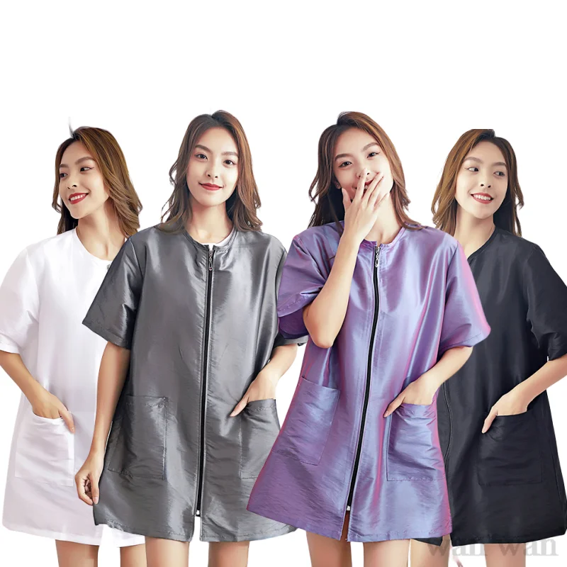 

Short Sleeve Hair Salon Uniform Hairdresser Robe Barber Shop Smock Beauty Salon Gown Pet Dog Grooming Work Clothes Women's Apron