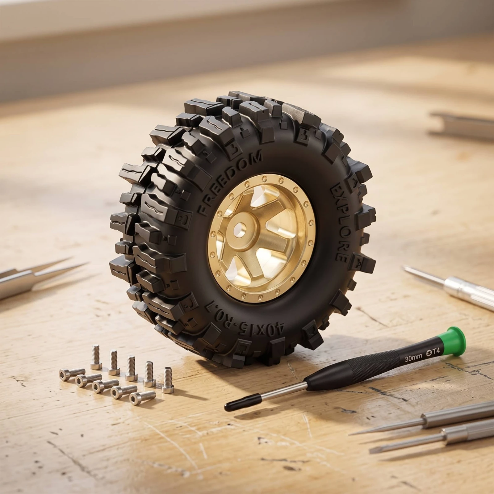 4 Pieces RC Crawler Wheel and Tire Set All-Terrain Wheel and Tire Set Wheels Soft Rubber Parts Long-Lasting for Trail Riding
