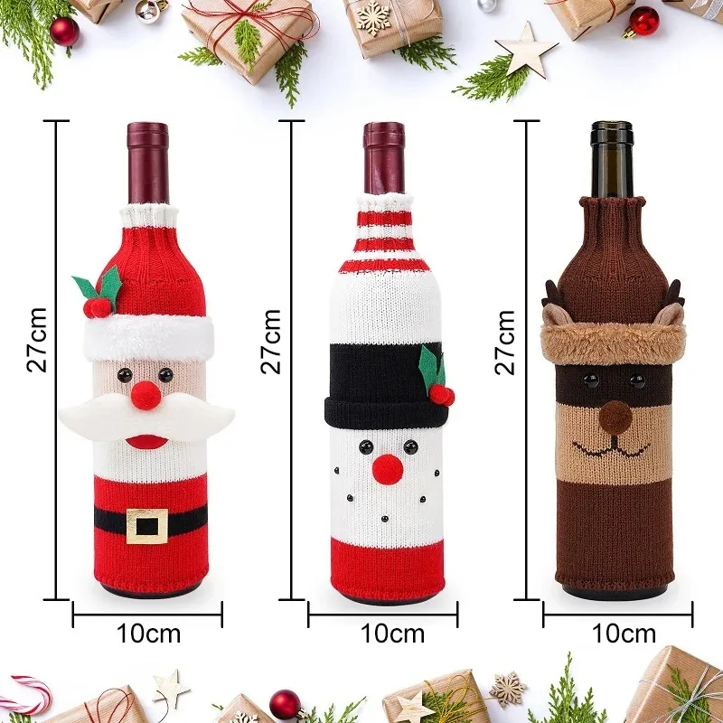 Christmas Wine Bottle Cover Christmas Decoration Santa Claus Snowman Weaving Wine Bottle Bag Merry Christmas Decoration