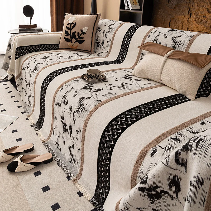 

All-season Universal Light Luxury Sofa Towel Chenier High-end Non-slip Sofa Cover One Piece Full Coverage Home Textiles