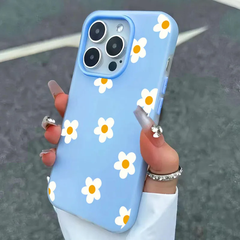 Custodia opaca 2 in 1 con motivo Little Orange Flower per iPhone 17 16 Pro Max Air 15 14 Plus 13 12 11 XS X XR 16Plus 16E Cover