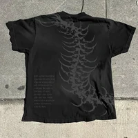Vintage Dark Centipede Skeletal Graphic Cotton Print T-shirt Men Y2K Summer Short Sleeves Oversize T-shirt Women Casual Tee Tops