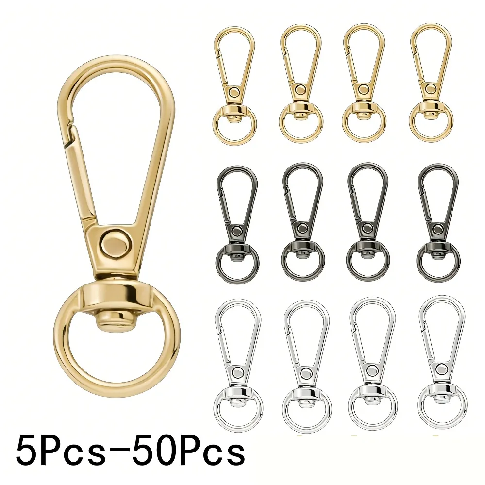 5-50 Peças Mosquetão Giratório de Metal 9mm para Bolsas, Clipe Gatilho, Gancho de Pressão, Gancho para Bolsa, Chaveiro, Acessórios DIY para Costura