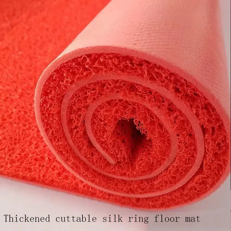 Large Red Silk Ring Thickened Carpet Floor Mat Welcome Door Mat Custom Cut Waterproof Non-slip Foot Mat PVC Washroom Floor Mat