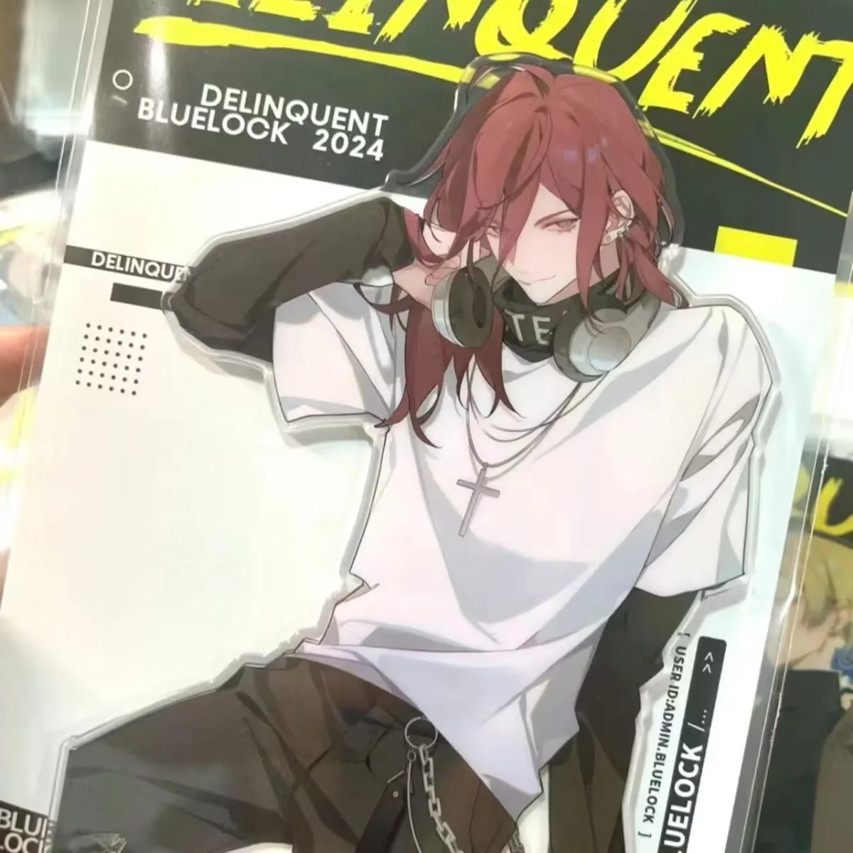 علامة "السجن الأزرق"، ديكور سطح المكتب من الأكريليك بقفل أزرق، علامة سطح المكتب المحيطية ذاتية الصنع مقاس 10 سم باو ما، لينغ وانغ