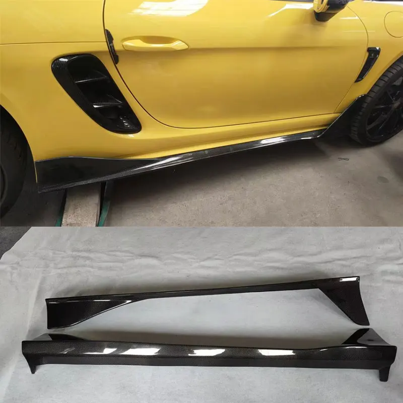 For Porsche Cayman Boxster 981 2013 2014 2015 2016 Real Carbon Fiber Trunk Bumper Side Skirts Kit Lip Splitters Body Kit