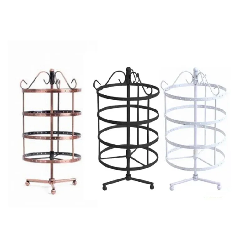 

4-слойная круглая трехмерная подставка для сережек, металлический вращающийся органайзер для ювелирных изделий, стойка для ушей, подвеска, держатель для витрины