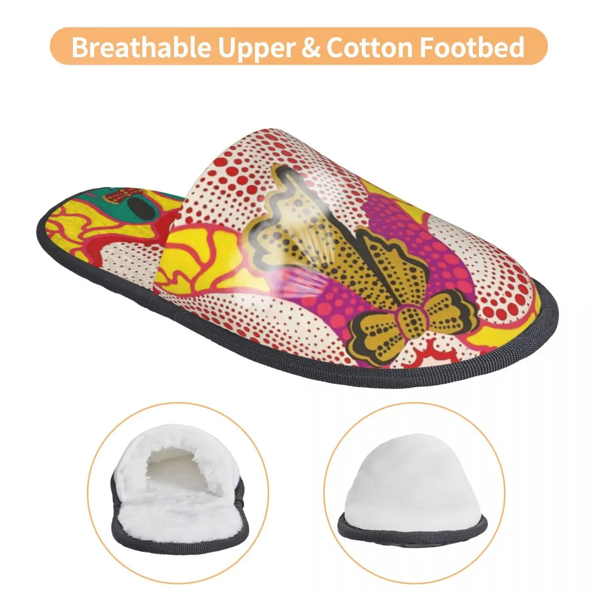 مخصص طباعة يايوي كوساما الفنان شبشب منزل دافئ دافئ مضحك سعيد اليابانية الفن رغوة الذاكرة رقيق النعال أحذية الملاعب المغطاة