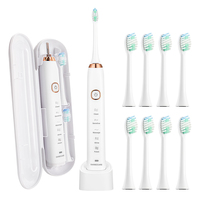Ultrasonic Electric Toothbrush 5Mode Rechargeable Vibration Electric Tooth Brush With 8 Replacement Heads Smart Timer Waterproof