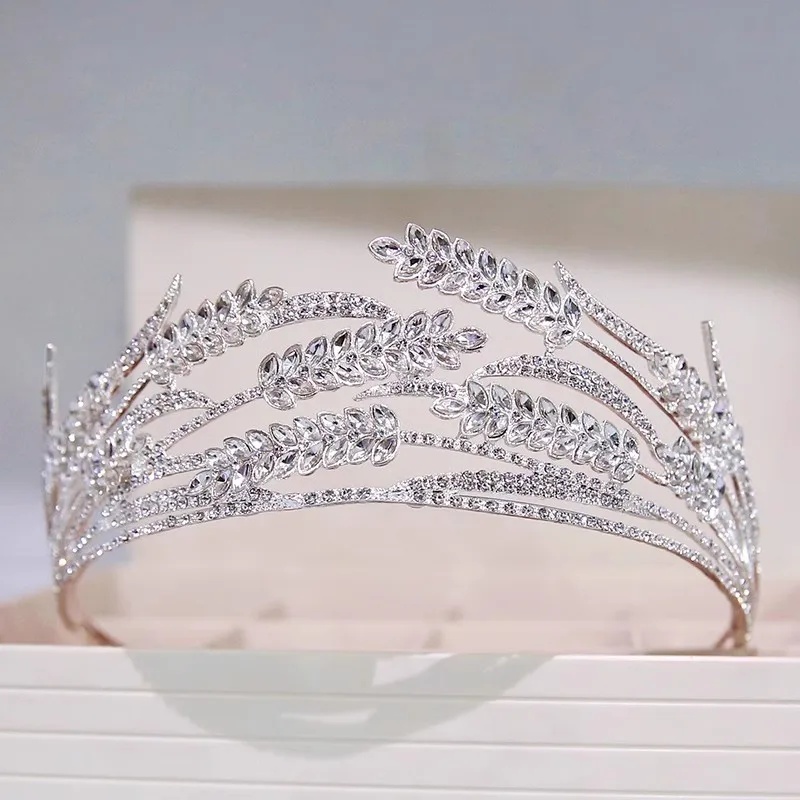 

CC Wedding Crowns Women Hair Accessories Bridal Headbands Engagement Hairwear Wheat Shape Crystal Shining Tiaras Headdress HS10