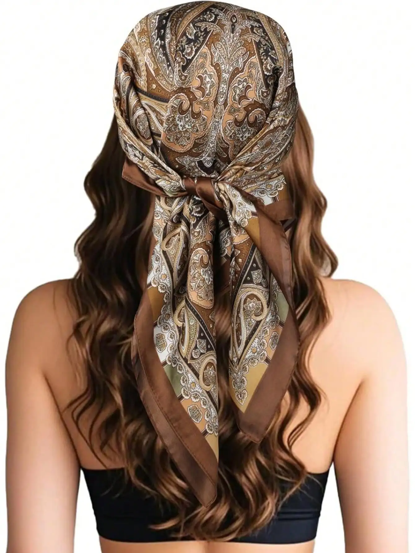 

1pc Paisley Print Bandana Classic Head Wrap For Outdoor And Traveling Boho Women Square Scarf, Hair Band, Head Band Women Turban