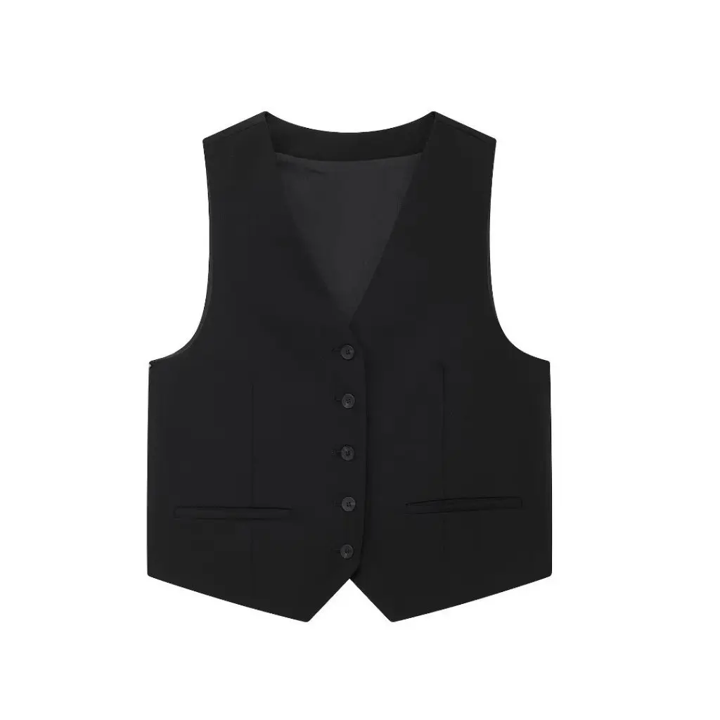 

Summer Women's Slim Fit Short Vest V-Neck French Fashion Style Top Wholesale European American Design