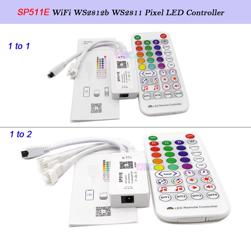 

SP511E WiFi IC Pixel Addressable RGB LED Strip LED Controller For WS2812b WS2811 Dual Output Alexa Smart Voice APP Control