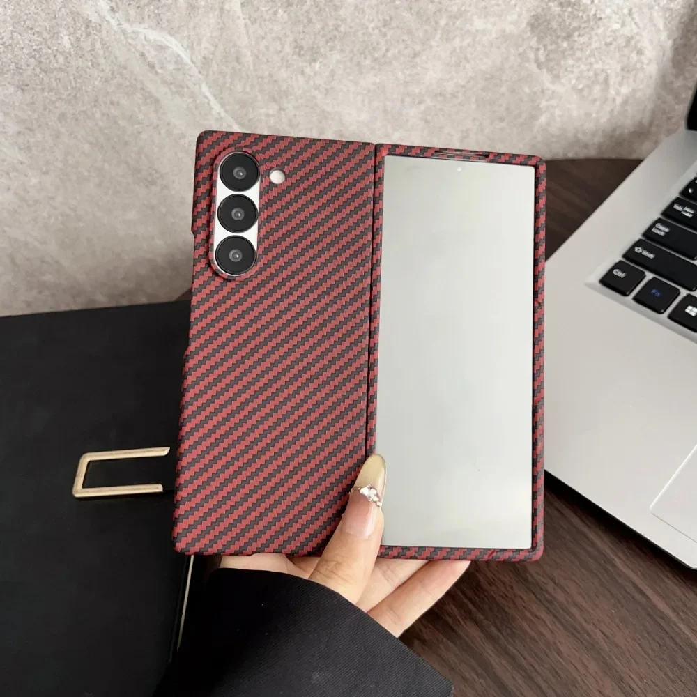 

Кожаный чехол из углеродного волокна для телефона Samsung Galaxy Z Fold 7, 6, 5, 4, 3, 5G, магнитный чехол для беспроводной зарядки, защитный экран