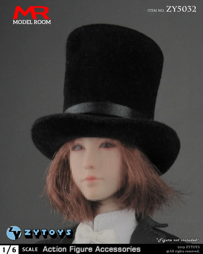 ZYTOYS ZY5032 1/6 Scale Black Top Hat Model PVC Magician Hat Soldier Clothes Accesspries Fit 12\'\' Male Feamle Action Figure Body