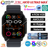 Upgrade HK10 Ultra 3 MAX Original 2025 SmartWatch 4GB ROM AI ROBOT Network Sharing AMOLED NFC Compass GPS Watch for Ios Android