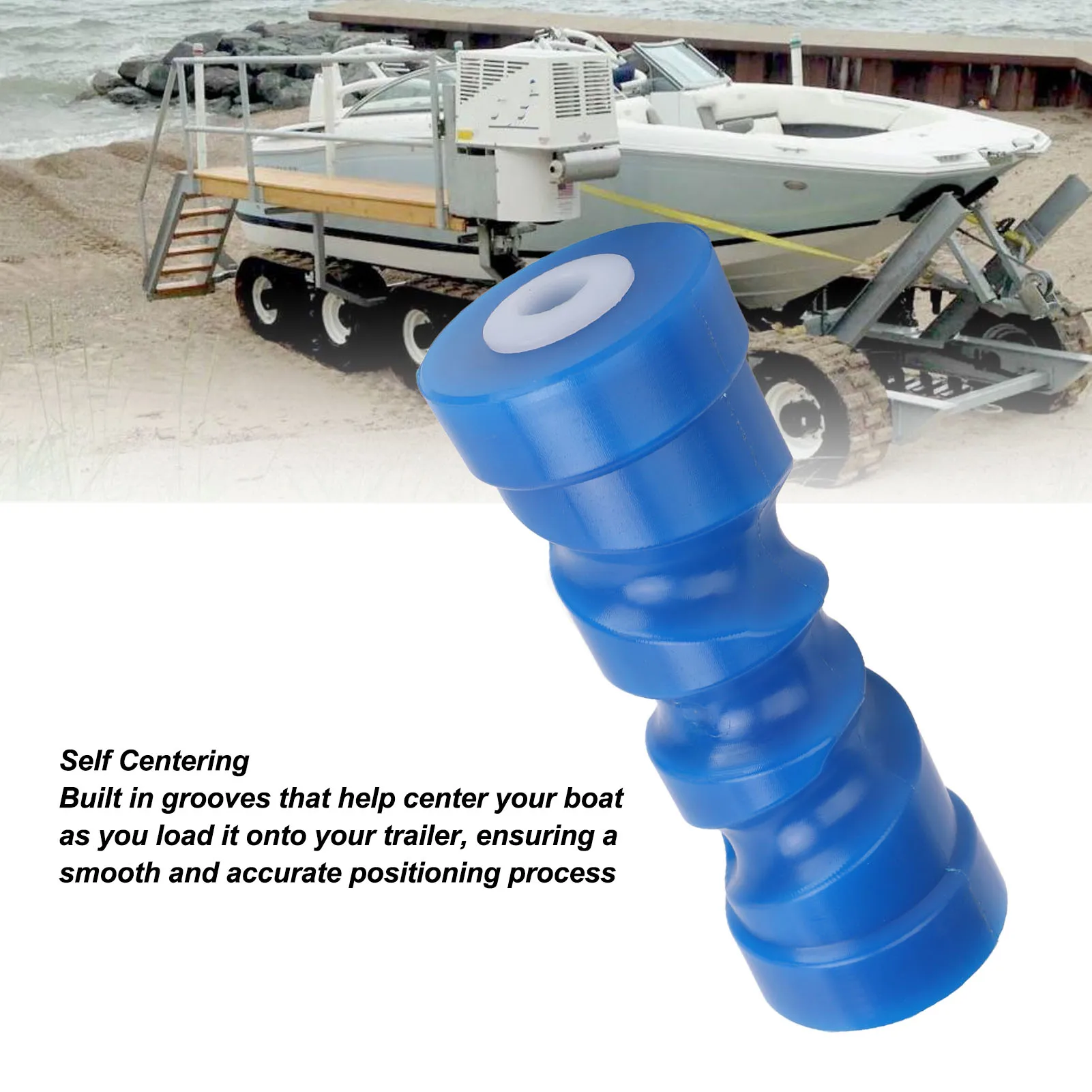 8inch Self Centering Keel Roller Bow Stop Heavy Duty PU Trailer Roller Bow Stop 0.67in Center Aperture for Boat Trailer Yacht