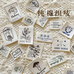Cotton printed labels 4 colors, cartoon pattern, handmade DIY accessories,Clothing collar label