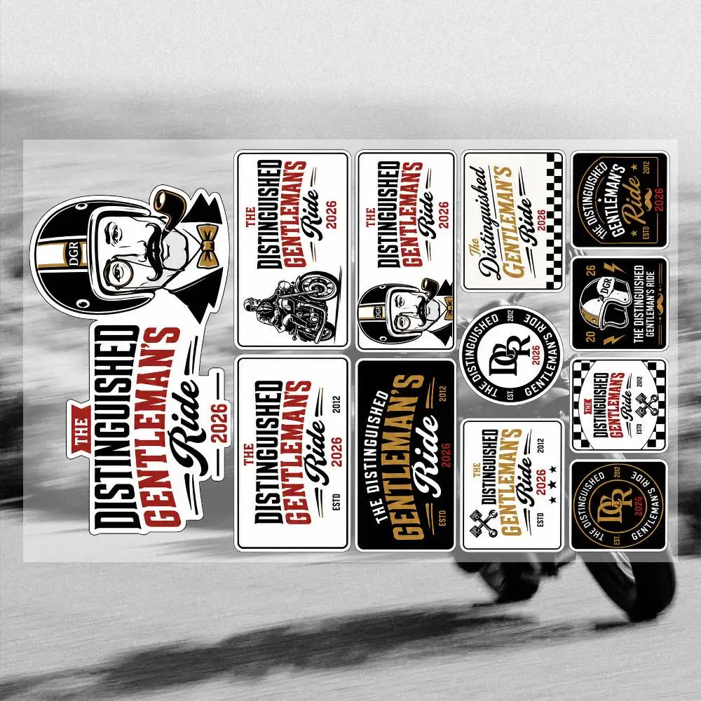 Image of 26 The Distinguished Gentlemans Ride DGR Aufkleber-Set Hochwertige gedruckte und geschnittene Aufkleber Motorradaufkleber