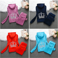 Crown Hot Diamond Velvet Sports Set 2025 Spring and Autumn Women Running Sportswear Casual Hoodie Set for Women