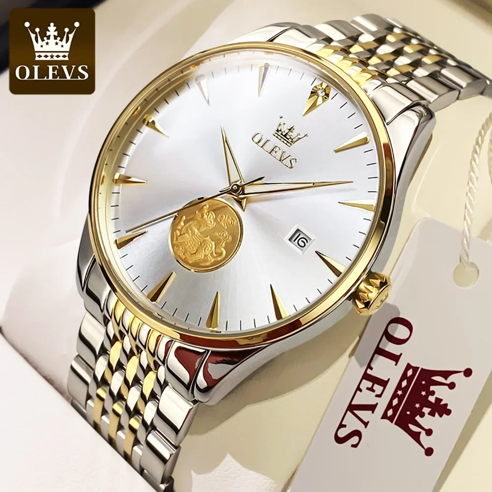 

OLEVS Men's Automatic Movement Watch Luxury Stainless Steel Watches for Men Waterproof Luminous Mechanical Wristwatch Male Clock