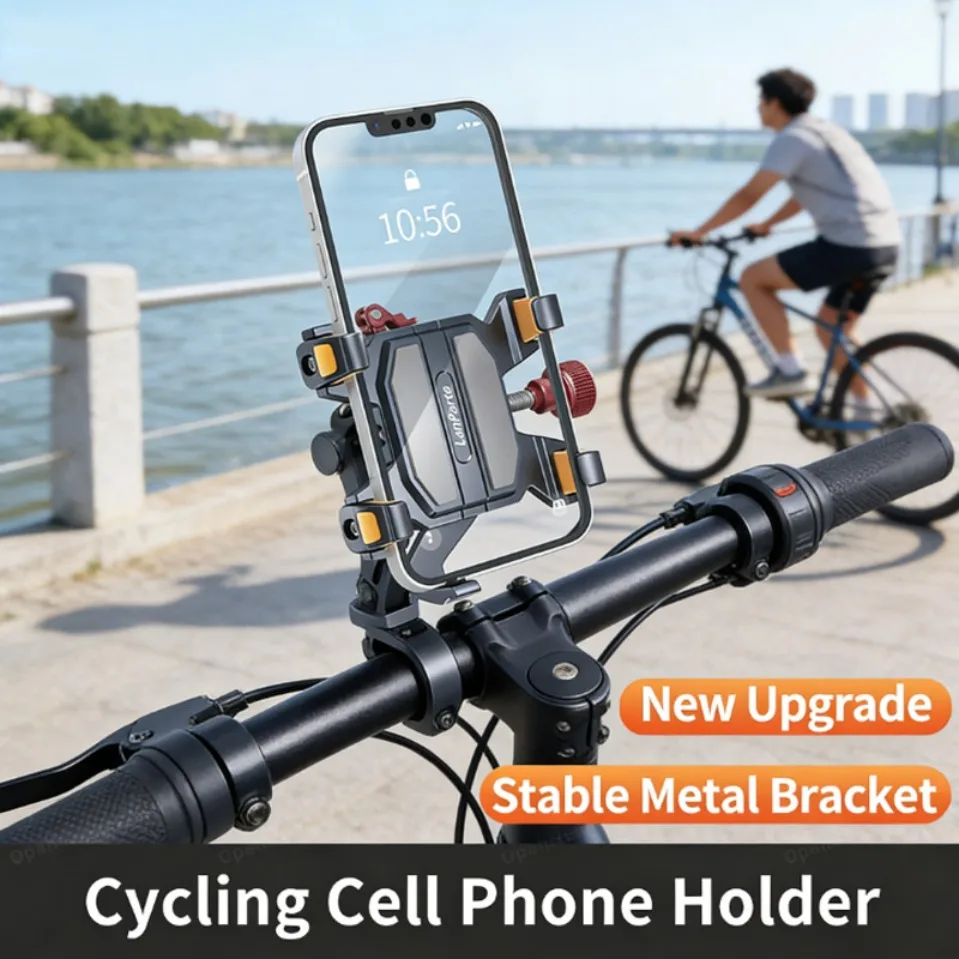 

Shockproof Motorcycle Phone Holder Metal Bike Phone Mount 360° Rotatable Universal Phone Bracket for Motorcycle Bicycle E-bike