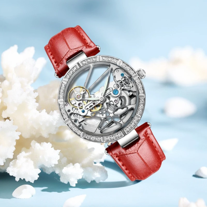 Luxury Elegant Ladies Watch Automatic Mechanical Leather Student Waterproof Fashion Trend Simple Casual Waterproof Quartz Watch