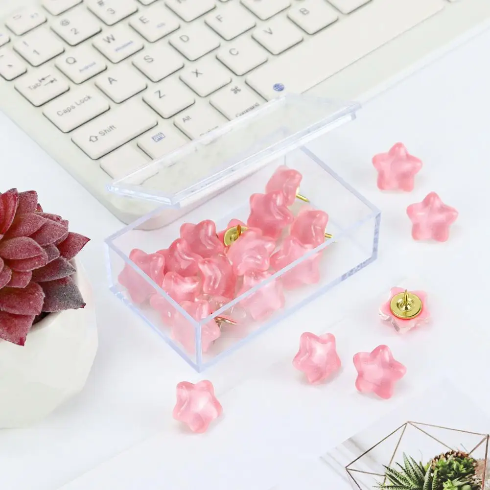 Декоративные канцелярские кнопки с блестящими звездами, блестящие кнопки со звездами, набор с коробкой для хранения, декоративный большой палец для бюллетень