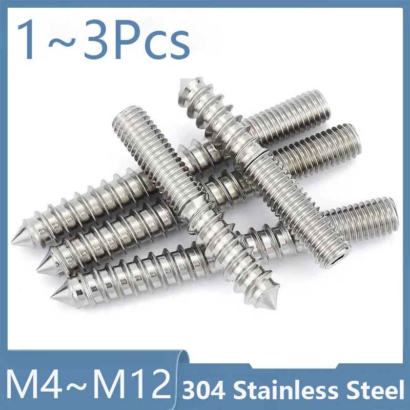 304 Stainless Steel Hexagon Socket Double Head Pointed Tail Self Tapping Screw M4 M6 M8~M12 Furniture Fixing Self Tapping Screws