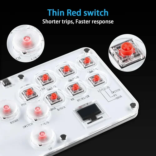 Imagen 2 del producto Hitbox-controlador sin palanca, palos de lucha personalizados, 12 teclas, teclado Arcade Fightstick con todos los botones para PS4/PS3/Switch/PC, teclado RGB