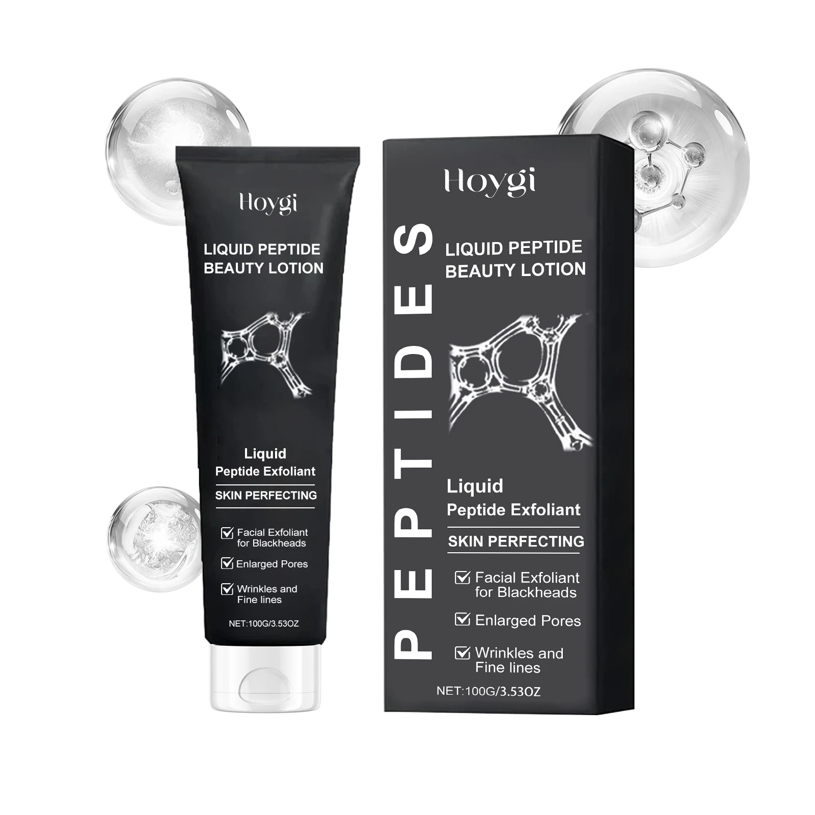 Lozione di bellezza peptidica liquida - Esfoliante peptidico per l'perfezionamento della pelle, esfoliazione delicata, 100 g