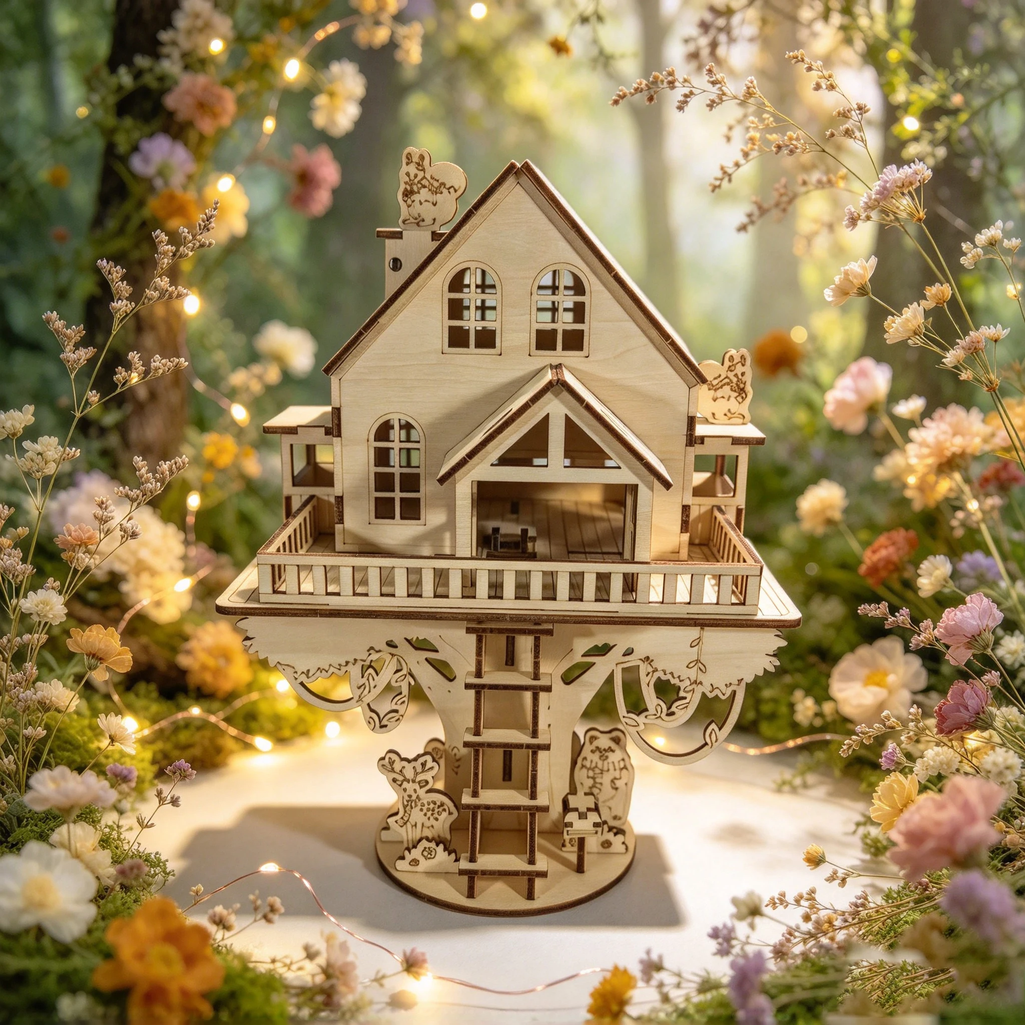 3D Jungle Treehouse Puzzle Model Creative Treehouse Building Set DIY Construction Kit Home Decor Handcrafted Model