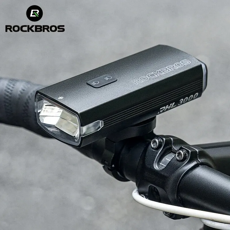 

ROCKBROS 3000LM Bike Light 10000mAh Power Bank Type-C Charging Front Lamp Bicycle Headlight MTB Road Cycling Flash Highlight