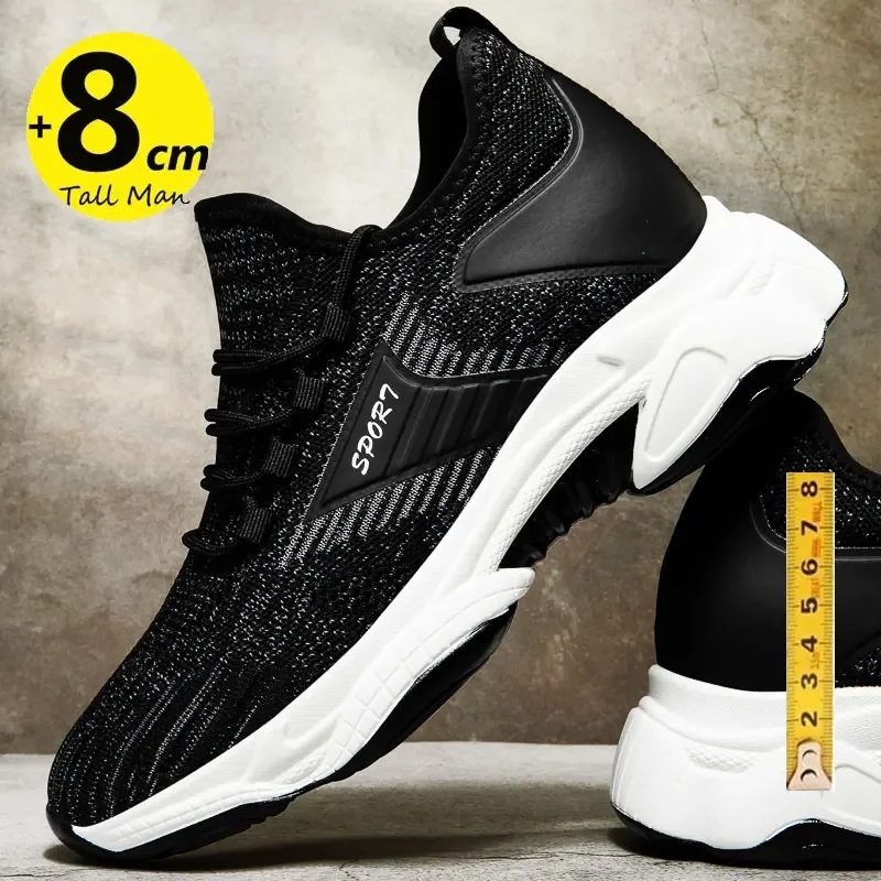 Zapatillas deportivas para hombre, zapatos masculinos con suela de 8cm y 6cm, informales, transpirables, con tacones opcionales