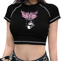Women Gothic Graphic Printed T-Shirt Harajuku Short Sleeve Crop Top